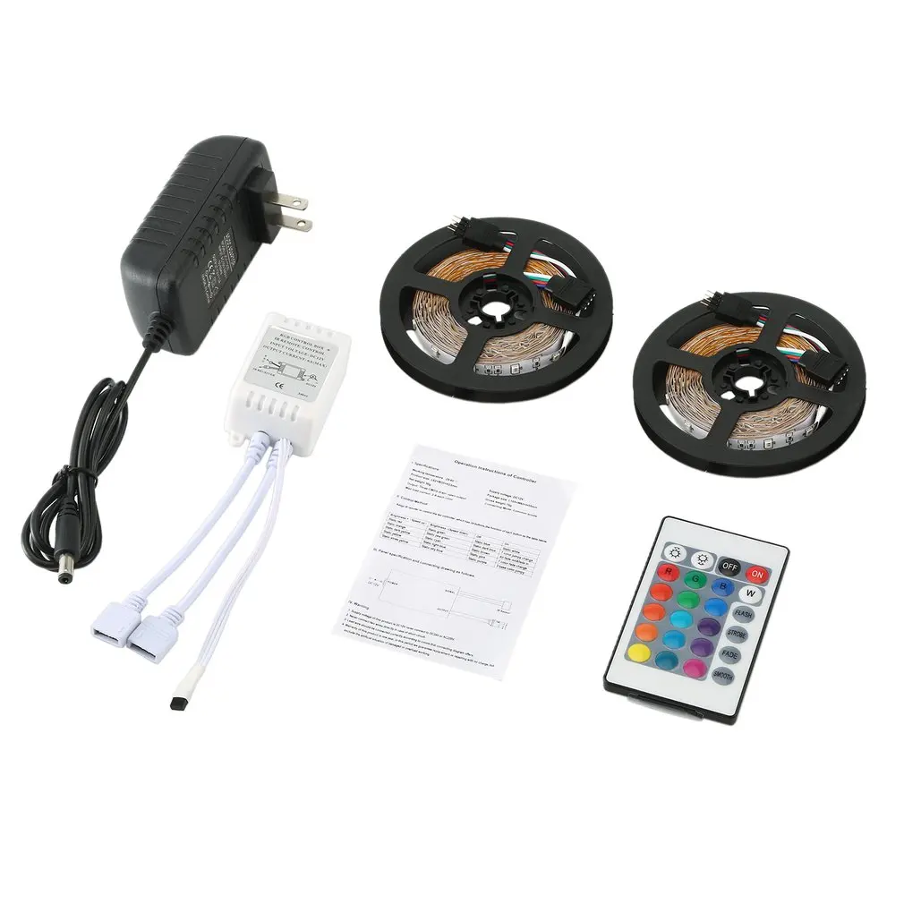 

1 set LED light bar 10m 600LEDs non-waterproof flexible color changing RGB SMD 2835 LED light bar kit 24 key