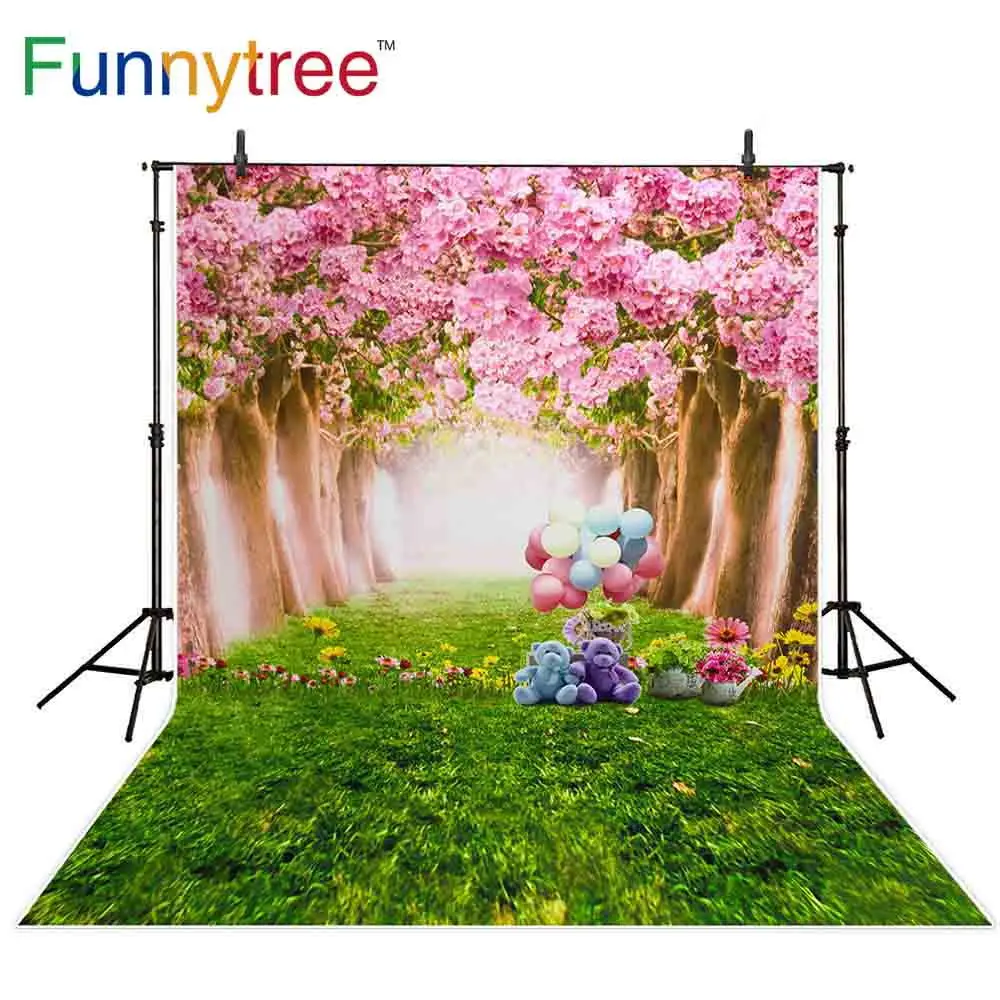 

Funnytree background photography spring cartoon forest bear balloon flower tree backdrop photophone photozone photo studio vinyl