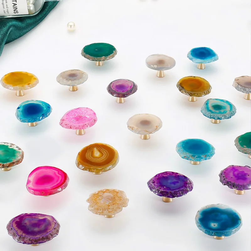 JD натуральный агат ручки и для шкафа в скандинавском стиле ящиков кухонные