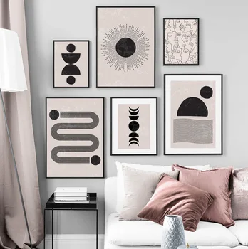 

Girl Face Line Geometry Abstract Landscape Wall Art Canvas Painting Nordic Posters And Prints Wall Picture For Living Room Decor