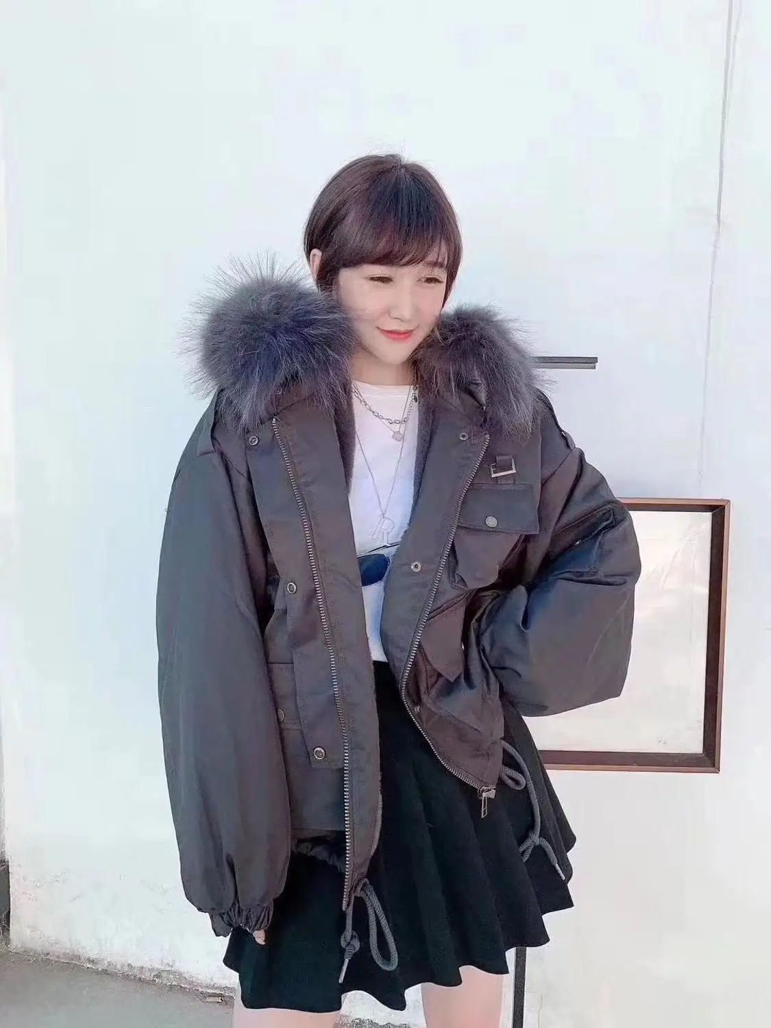 Женская куртка Douyin abrigos mujer invierno пальто и куртки женские трендовые товары Готическая уличная одежда - Цвет: Темно-серый