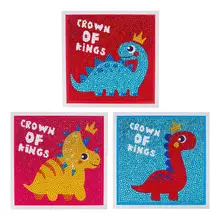 Kit de peinture diamant pour enfants, bricolage, dessin de dinosaures, artisanat, strass, cadeaux éducatifs