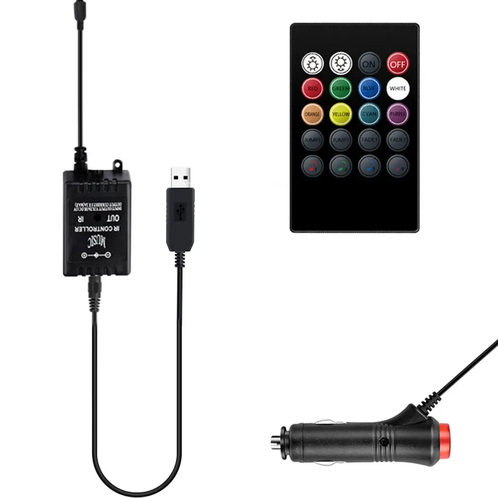 Car Atmosphere Lamp Foot Lamp Voice Control Atmosphere Lamp Led Decorative Light Bar Car Colorful Music Rhythm Lamp Hot