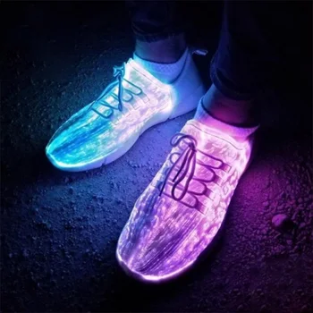 

2019 Hot Sale Women Men LED Fiber Optic Shoes USB Charging Breathable Fashion for Summer Fitness