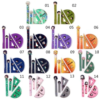 

4Pcs/Set Demon Slayer Plastic Ruler Clear Cute Cartoon Anime Character Printed Straight Measuring Tool Stationery Ruler For Kids