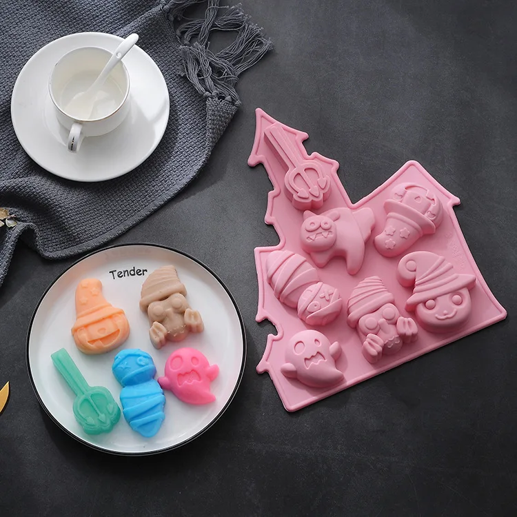 Big Halloween Silicone Soap Mold Pumpkin Bat Skull Ghost Shape Soap