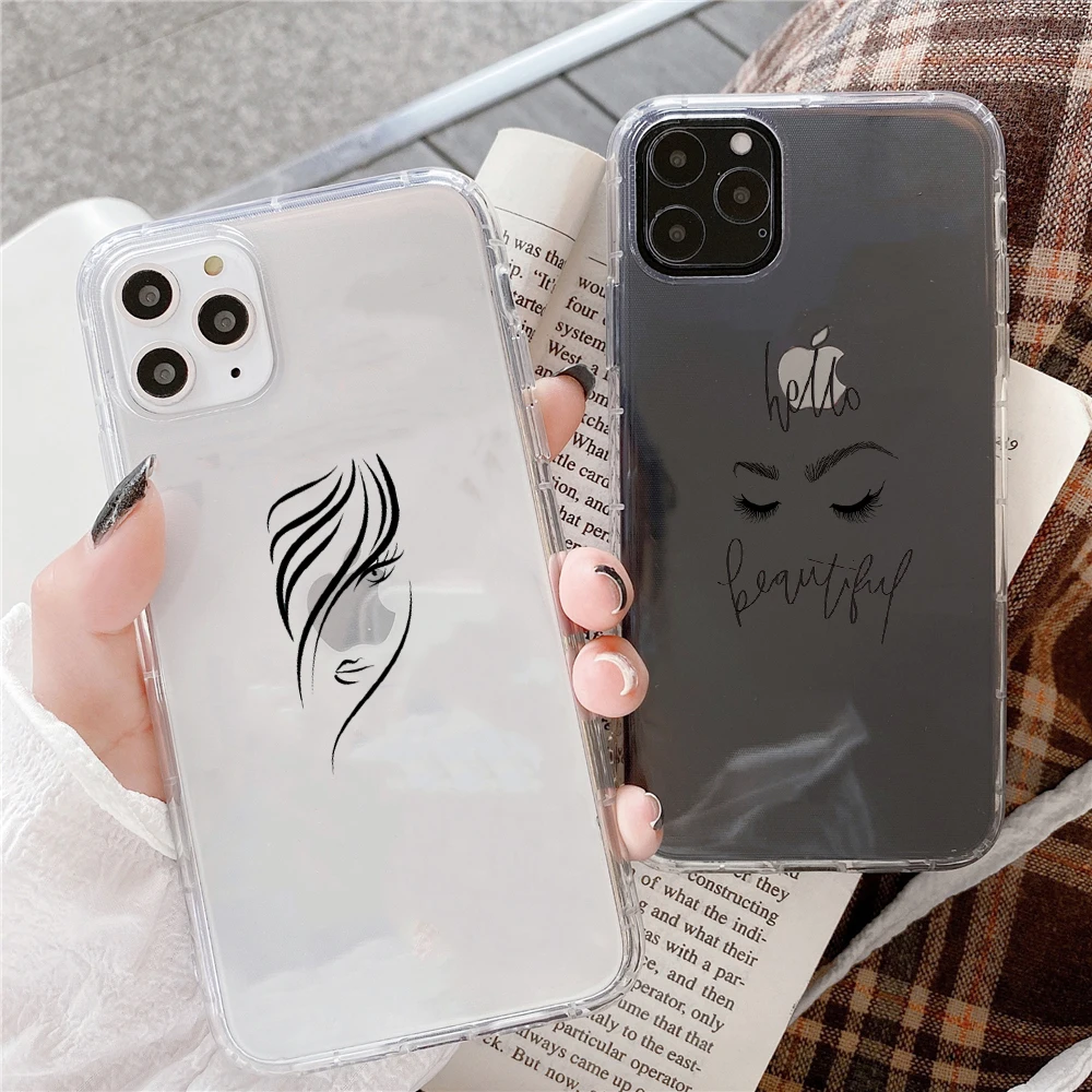 

For Transparent iPhone 11 Pro Case 5 6 6S 7 8 Plus X XS Max Simple lines for Cover iPhone 7 Case Soft TPU for iPhone XR Case