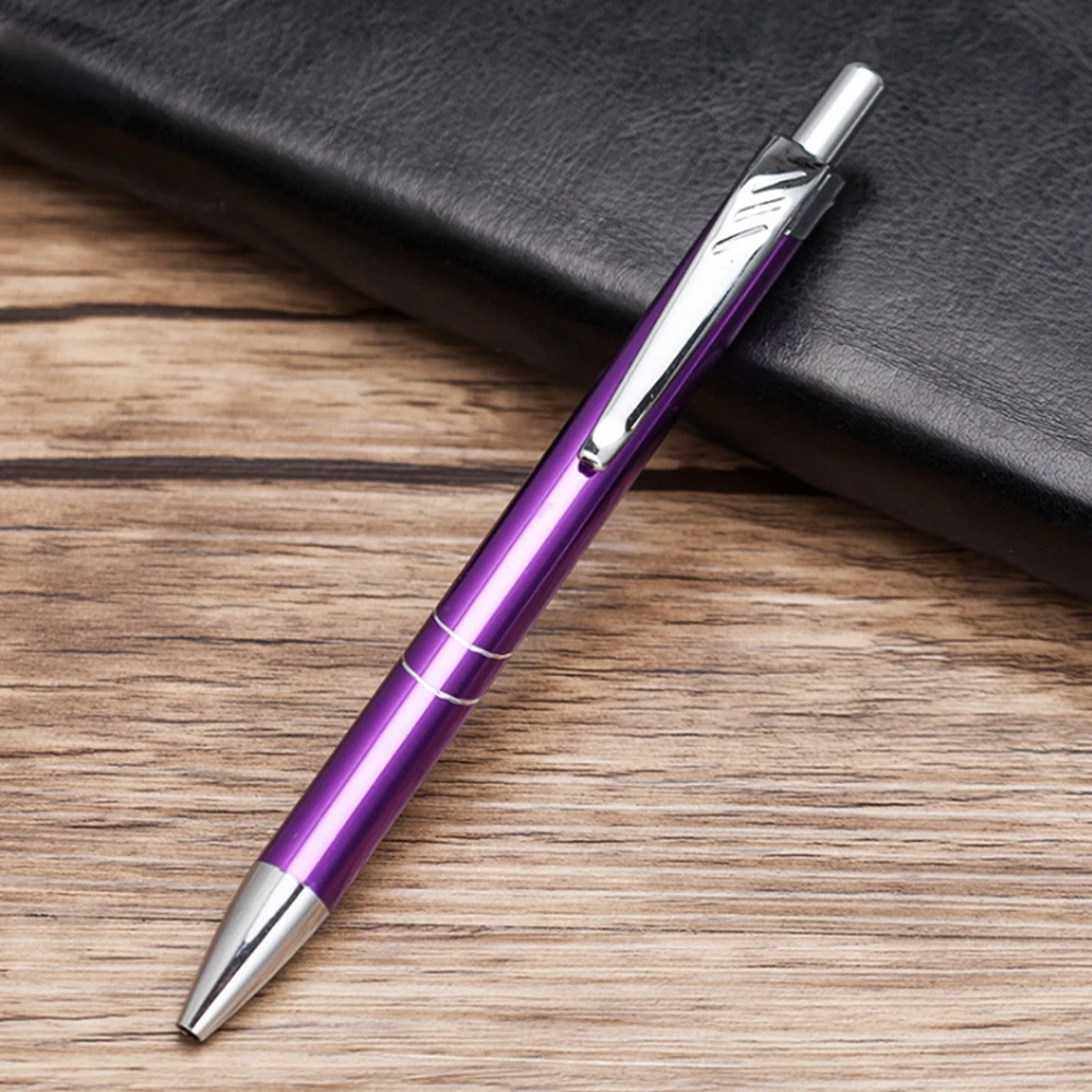Purple 100 шт Персонализированные Выгравированные металлические ручки свадебный подарок сувениры бизнес детский душ Крещение школа логотип Advance Push Switch - Цвет: Purple