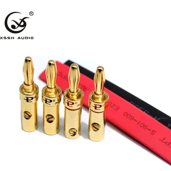 

8pc XSSH pure copper gold plated banana plug no welding audio amplifier terminal horn speaker box wire banana head