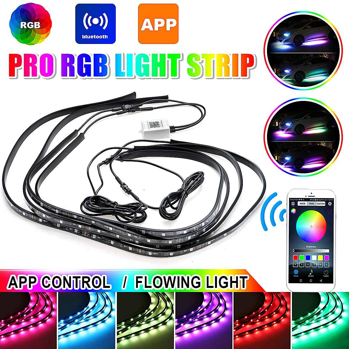 Tira De Luces LED RGB De 14 Piezas Con Efecto Roca, Luces De Neón Con Efecto Roca, Para La Parte Inferior De La Carrocería Del Coche O Camión