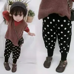 Детские повседневные брюки для мальчиков и девочек; высококачественные штаны в горошек для маленьких девочек; сезон осень-зима; одежда для