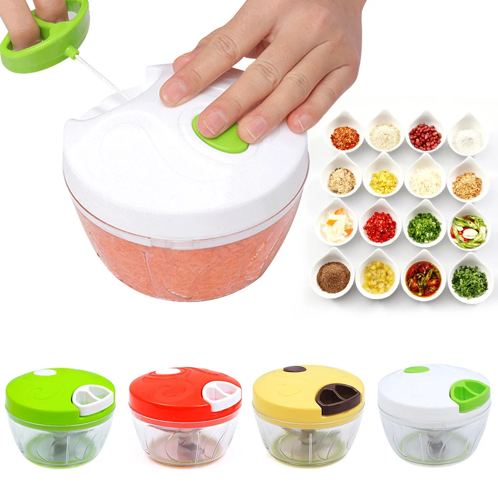 

JuneJour Kitchen Hand Chopper Manual Rope Food Processor Silcer Shredder Salad Maker Box style Garlic Onion Slicer Cutter Manual