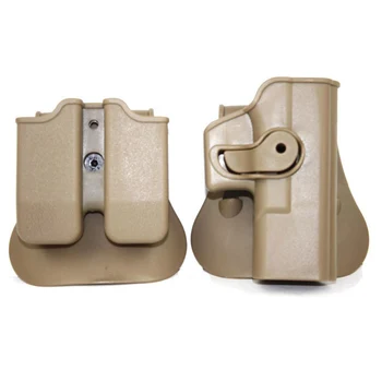 

1Pair Tactical Double Magazine Pouch Tactical Holster For Glock17 (With Waist Plate) - Tan/Black