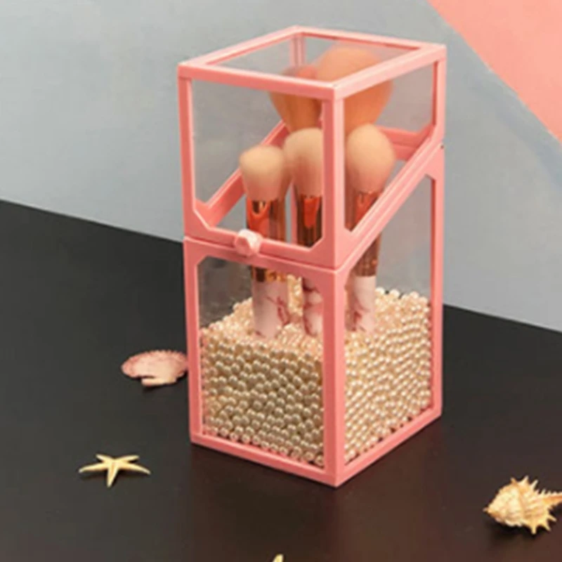 

Makeup Brush Holder Transparent Dustproof Cosmetic Organizer Multifunction Casual Storage