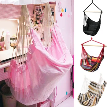 

Furniture Indoor Hanging Hammock Chair Home Garden Relaxation Travel Camping Canvas Bedroom Outdoor Swing With Cushion No Stick