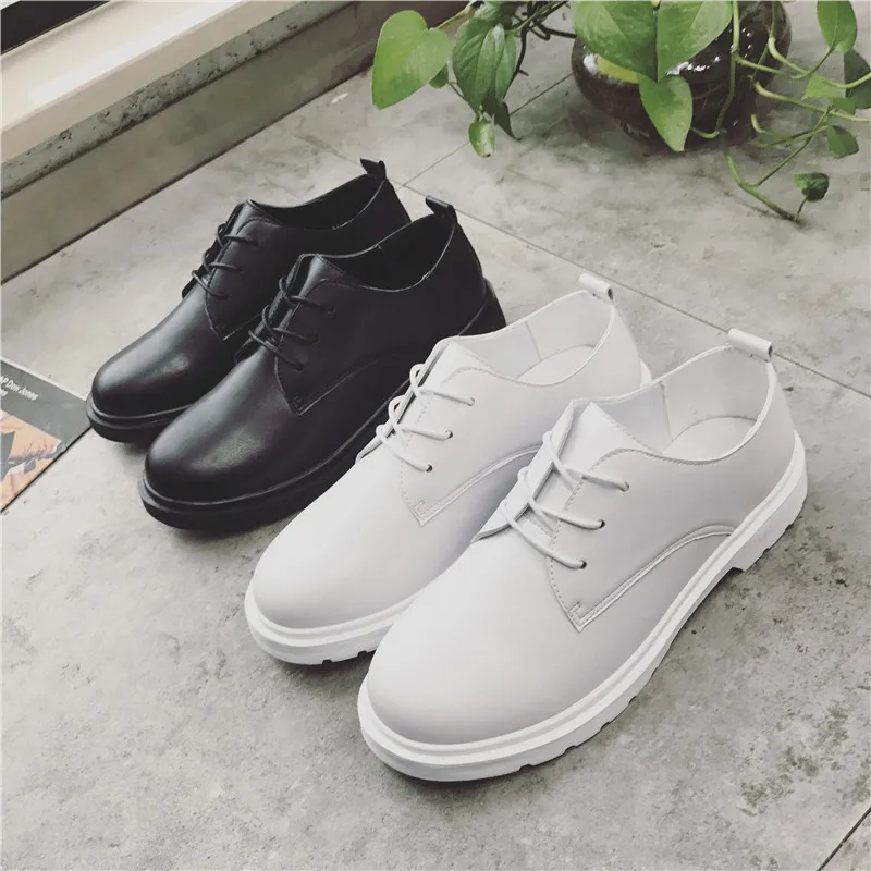 

Hong Kong Style MEN'S SHOES Retro England round-Toe Leather Shoes Lin Curved Japanese-style Big Head Shoes Breathable Extra High