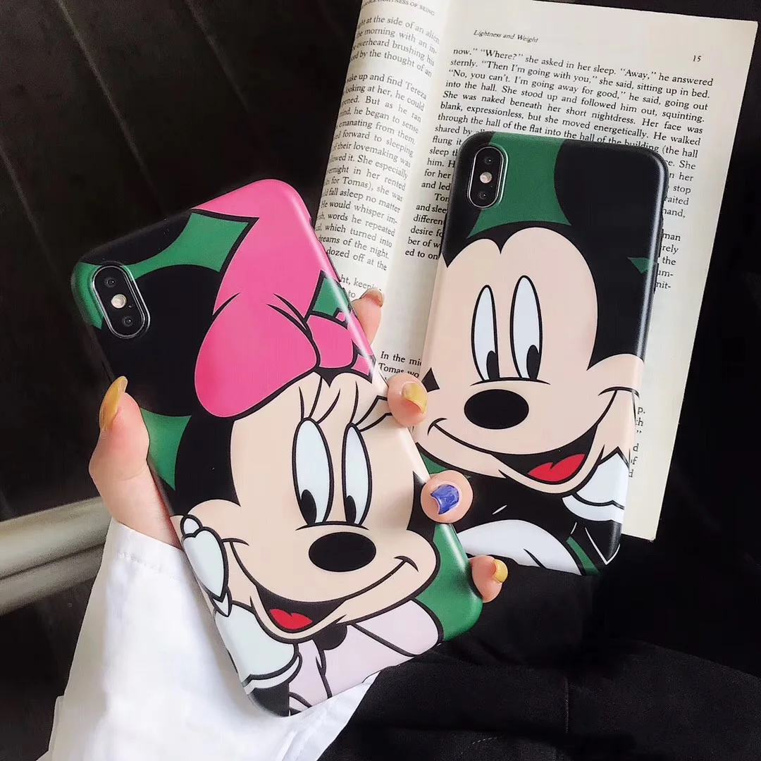 New cartoon cute couple smiley Mickey Minnie shell for iPhone 11 11pro max XS MAX XR X 8 7 6sPlus matte soft Capa Fundas |
