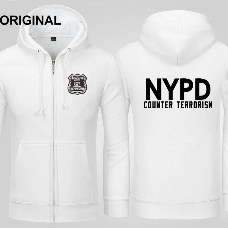 NYPD толстовки на молнии для мужчин принт город Нью-Йорк полиция флис зимняя одежда толстовка хлопок пальто для женщин Косплей