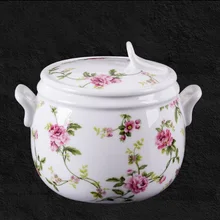 Прямо с фабрики партия керамическая вода тушеная птичье гнездо с крышкой уши можно настроить белый костяной фарфор уха суп