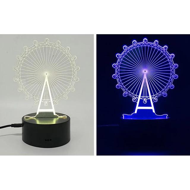 1PCS New 3D Illusion Lamp RGB LED Night Light Acrylic Panel for Kids Cartoon Gifts 3