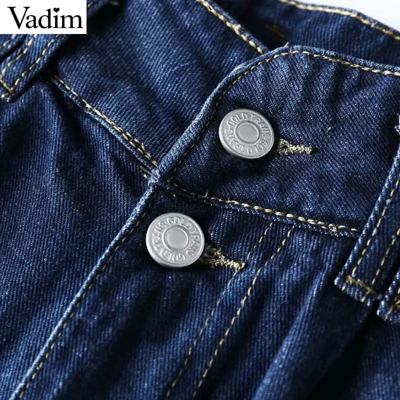 Женское элегантное платье vadim basic, синие джинсы с высокой талией, прямые, стильные, с карманами, на пуговицах, женские повседневные брюки mujer KB186