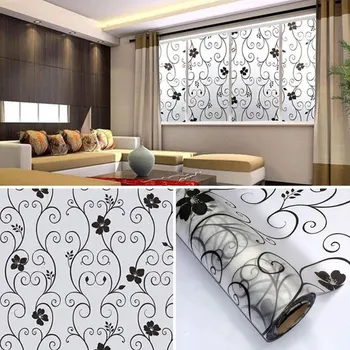 

1 Roll Frosted Privacy Floral Pattern Window Film Home Bedroom Bathroom Glass Window Film Stickers No Glue Self Adhesive Sticker