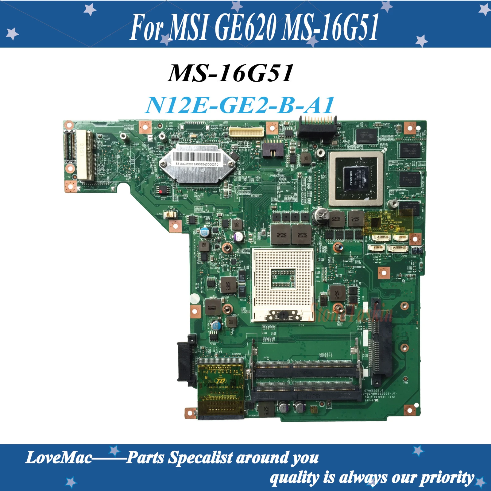 High quality original for MSI GE650 CX650 Laptop Motherboard MS 16G51