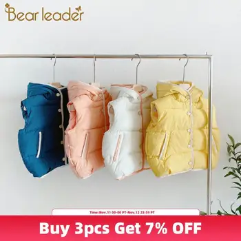 

Bear Leader Girls Fashion Hooded Waistcoats 2020 New Winter Kids Cute Vests Coats Children Casual Clothing Boys Outerwear Suits