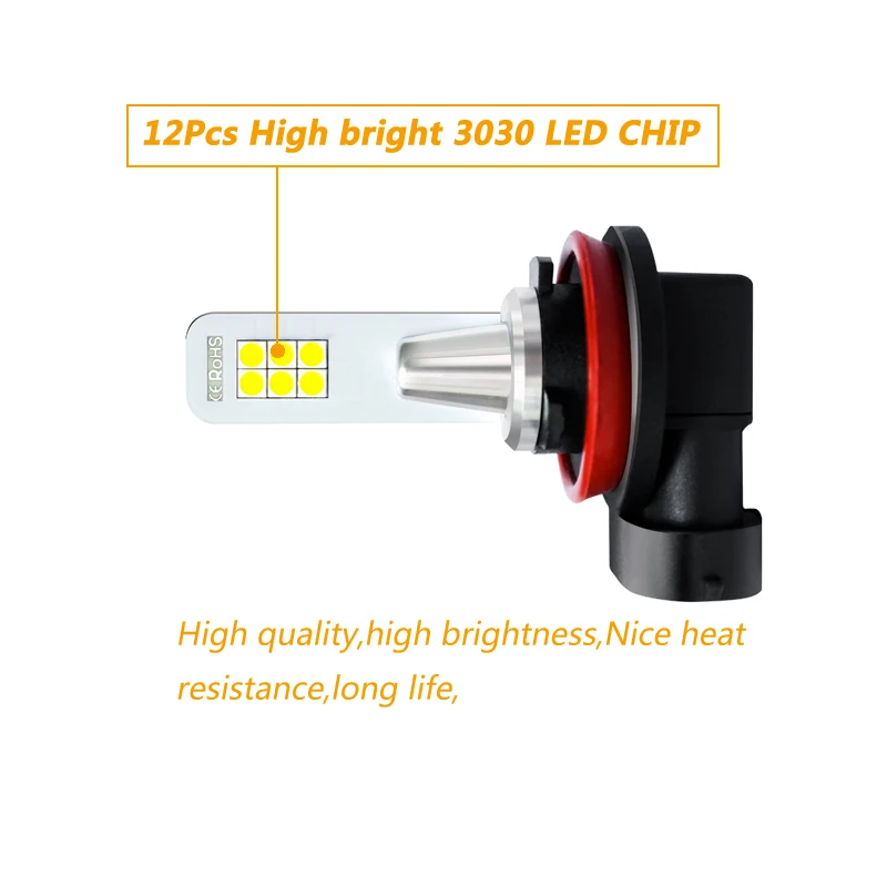 2x H11 светодиодный противотуманный фонарь белый 3030 12SMD H8 H9 Автомобильная лампочка для авто двигатель грузовика для дневных ходовых огней светильник светодиодный лампы 12V 24V H11 светодиодный