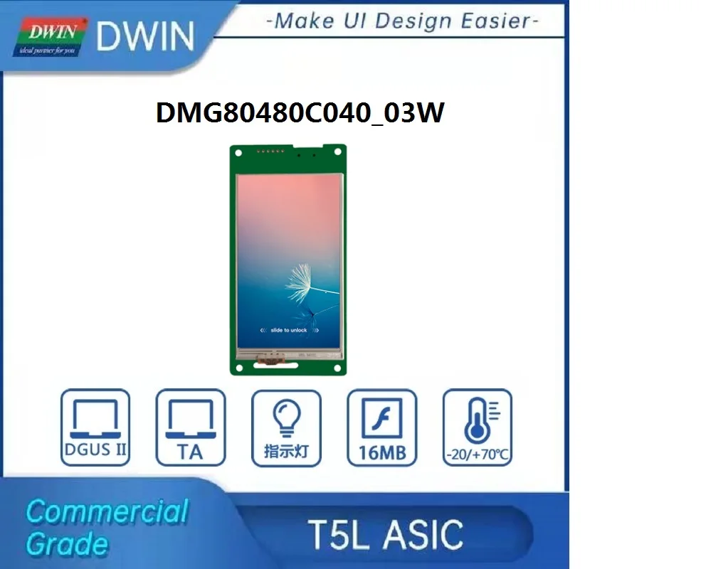 DWIN 4.0 inch HMI LCD touch screen 480x800 TFT display module TTL UART smart panel DMG80480C040_03W | Электронные компоненты и