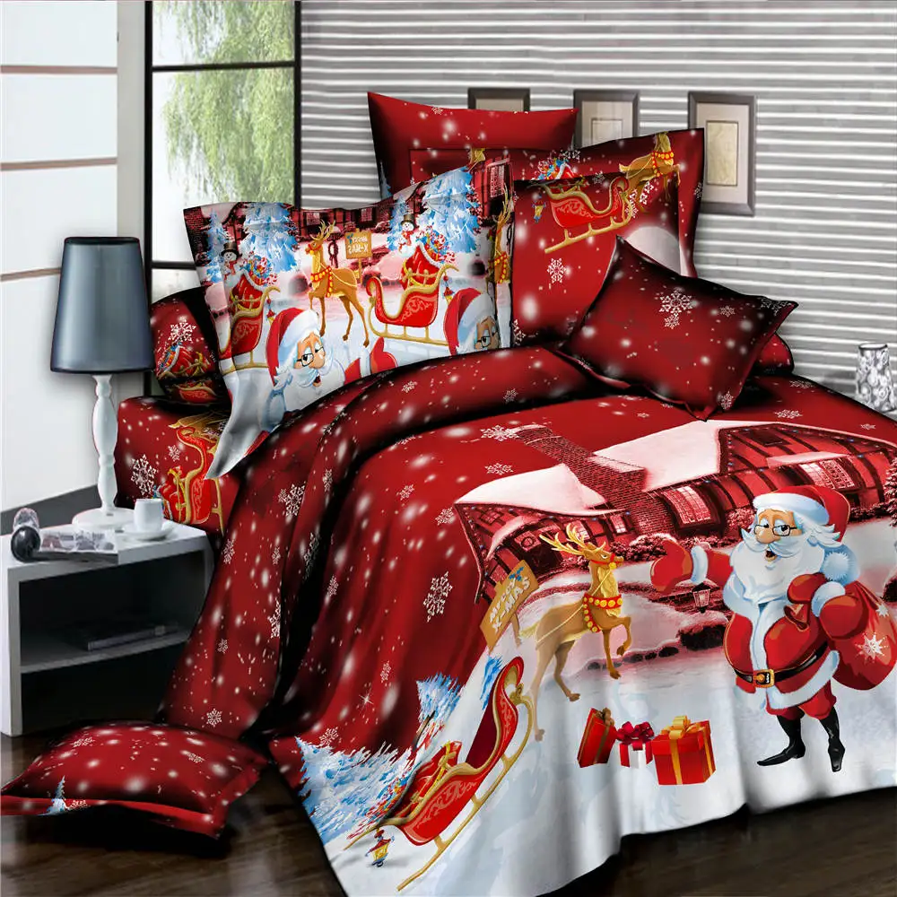Санта Клаус современный комплект постельного белья Король Твин Квин размер подарок для детей покрывало для кровати костюм Рождественская серия домашней одежды Новинка