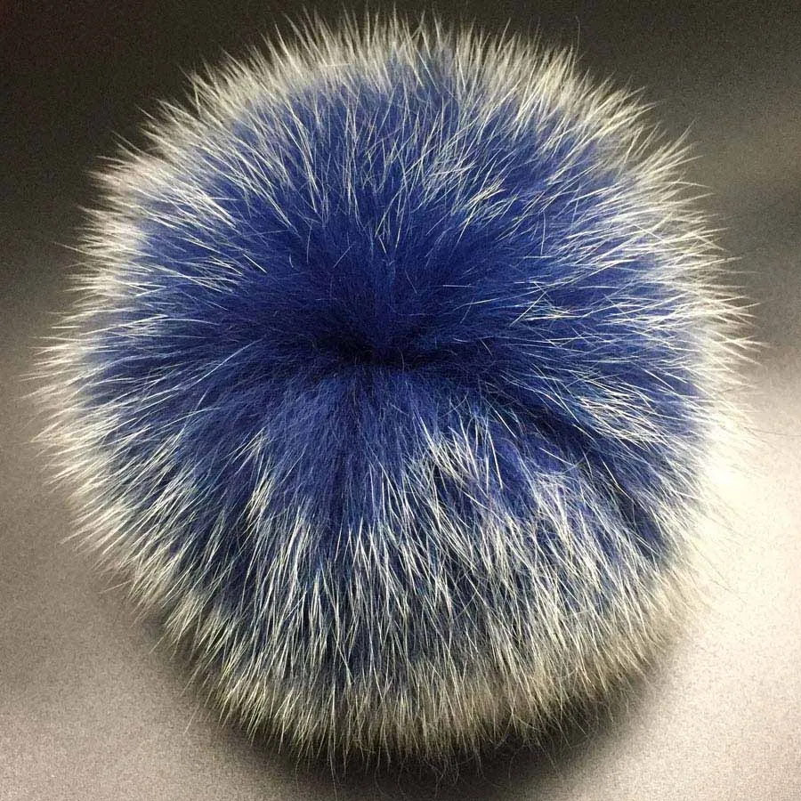 DIY 14 см большие помпоны из лисьего меха пушистые меховые шарики для вязаной шапки зимние шапочки брелок и шарфы помпоны из натурального меха - Цвет: blue2