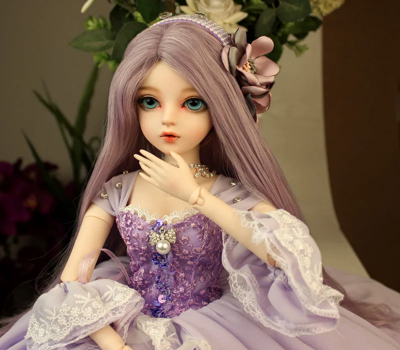 Кукла на шарнирах bjd 1/3 подарки для девочки ручная роспись макияж полный набор Лолита/принцесса кукла с одеждой LUCIA - Цвет: purple wig