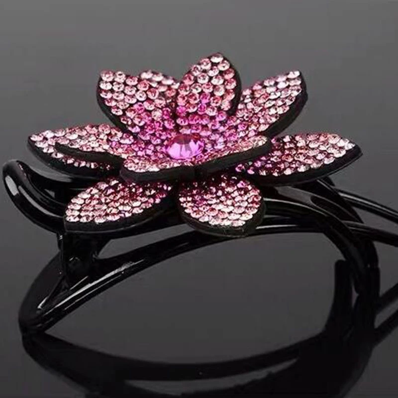 Vintage Rhinestone Flower Duckbill Hair Claws Ponytail Resin Hair Clip Shinning Headwear Hairpin Hair Combs Hair Accessories head accessories female