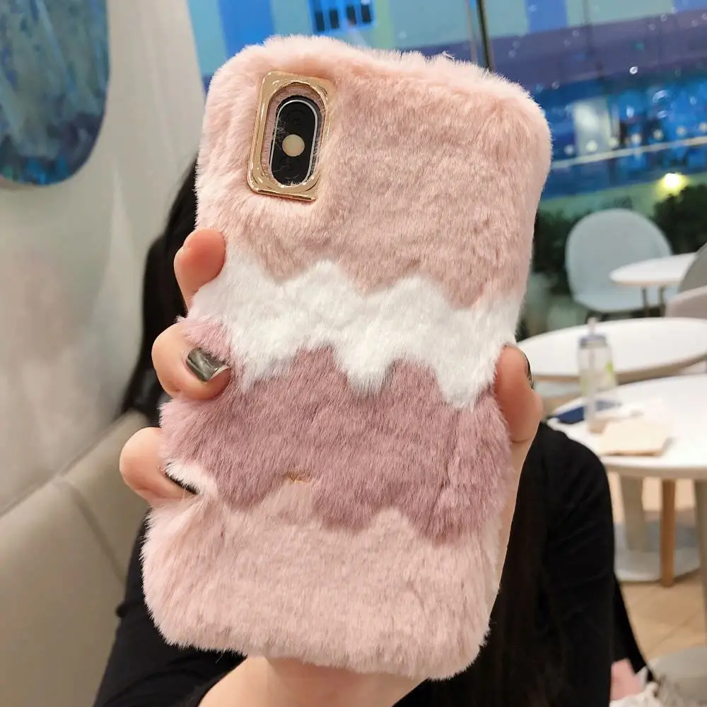 LLZ.COQUE плюшевый Пушистый Зимний кроличья Шерсть Теплый Мягкий чехол из ТПУ для huawei P20lite Mate20 P10 P20 P30 Pro Nova 4e Fundas Coque Cover