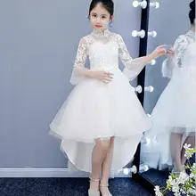 Белое кружевное платье для девочек Детские вечерние платья принцессы для девочек, платья с блестками и цветочным узором для девочек на свадьбу, детское платье для первого причастия для девочек