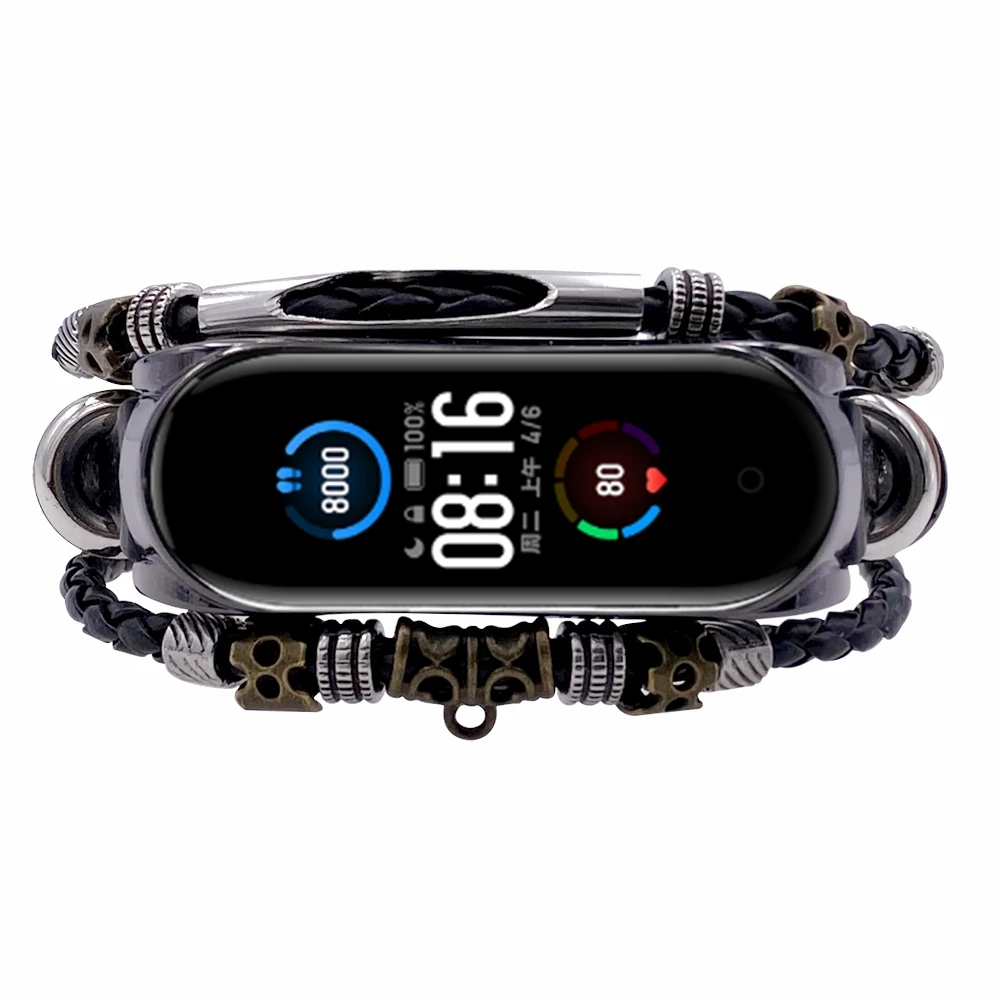 Ремешок для xiaomi mi band 4 модный кожаный браслет с бусинами в фольклорном стиле 5 на