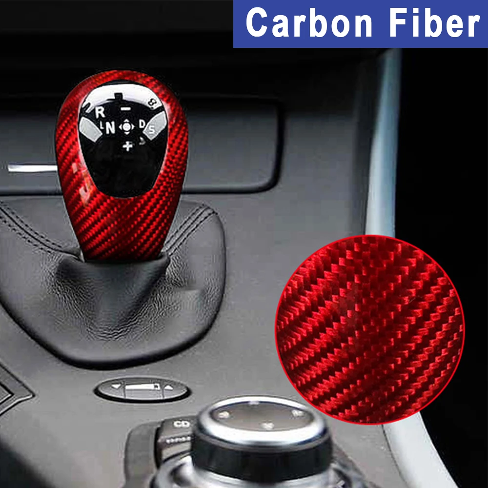 Gear Shifter Shift Knob Cover Carbon Fiber Style Frame Trim Fit for BMW M3 M5 M6
