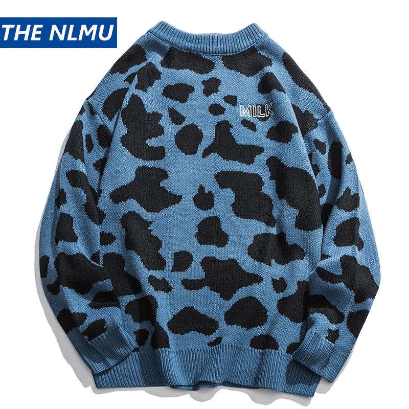 

2019 New Christmas Sweater Men Harajuku Mens Spot Dalmatian Pullover Sweaters Streetwear Loose O-neck Christmas Clothes DG459