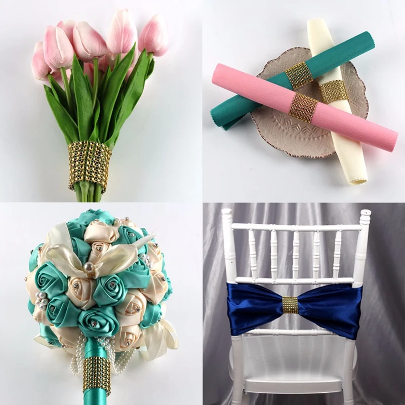 20Pcs Napkin Rings for Wedding Napkin Holders Rhinestone Chair Sashes Banquet Dinner Christmas Table Decoration, 10Pcs Golden