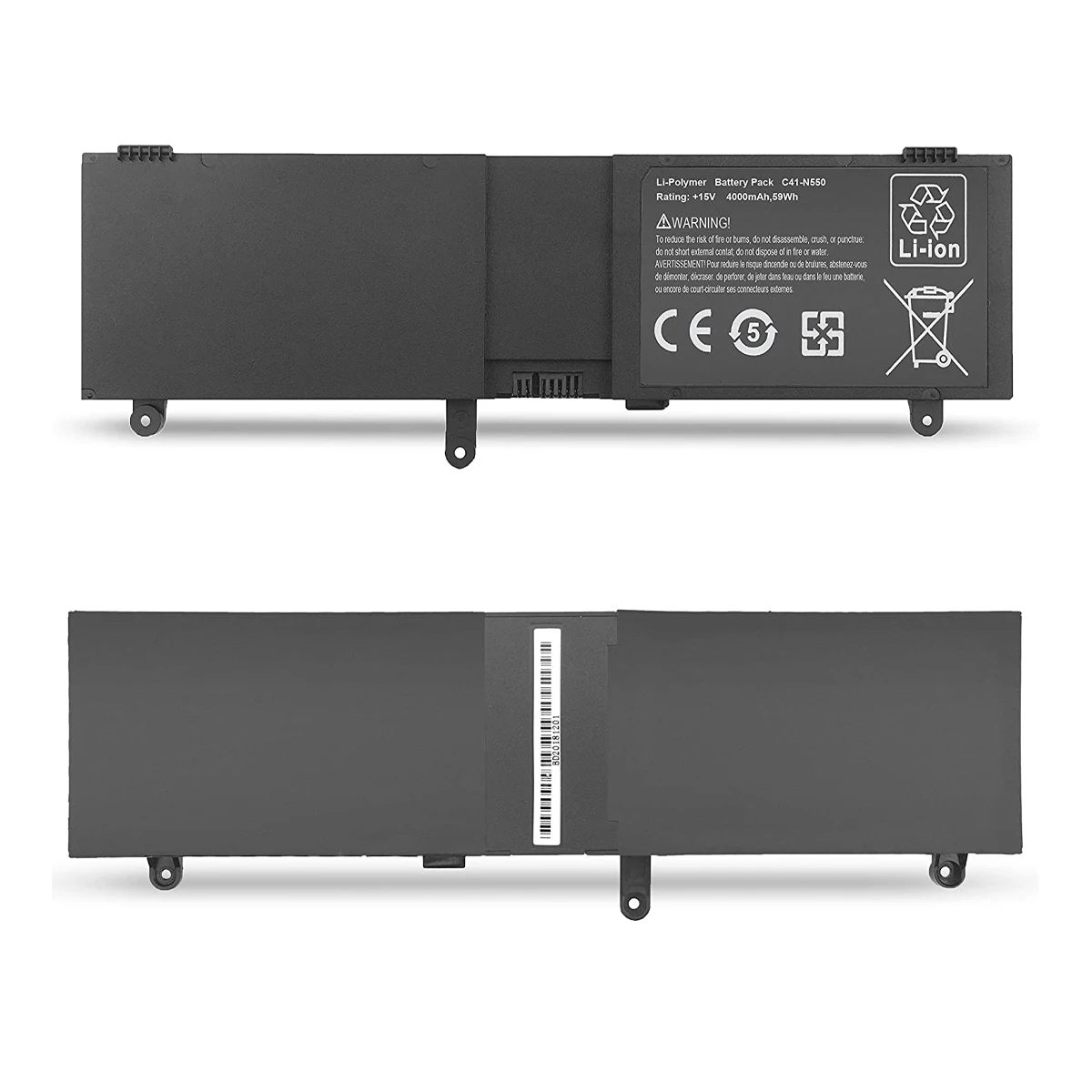 Bateria do Portátil C41-n550 15v 4000mah 59wh para Asus N550 N550j N550x47js N550x47jv N550x47jv-s N550x47jv-sl Q550lf Notebook - Imagem 2