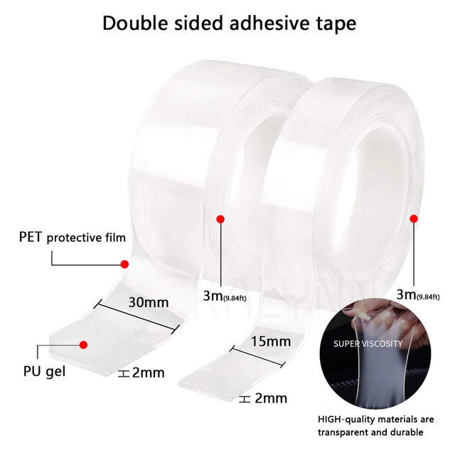 Multipurpose Wall Tape Adhesive Strips Removable Tape Washable Heavy Duty Mounting  Tape Gel Poster Tape for Home Office - AliExpress