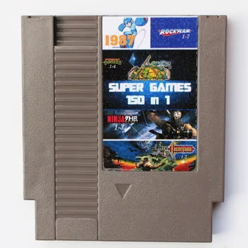 

72Pin 8 bit Game Cartridge 150 in 1 Grey Shell with Rockman 1 2 3 4 5 6, NINJA TURTLES, Contra, Kirby's Adventure Battery Save