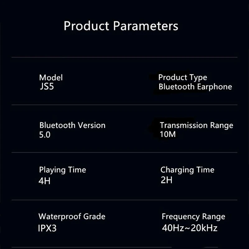 JS05 TWS Portable Wireless Bluetooth Earphones LED Display Waterproof Earpiece Sports Earbuds HD Call Noise Cancel Headset