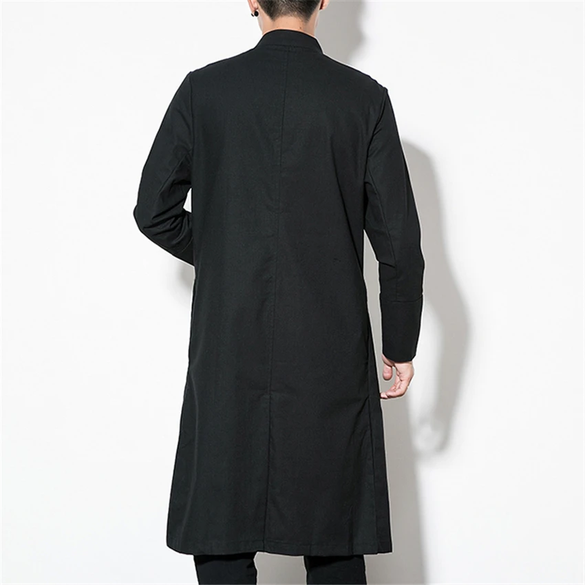 Tanie Bluzki w stylu chińskim 2020 aktualności płaszcz lniany haftowany żuraw Casual długa suknia noworoczne ubrania tradycyjna chińska odzież dla mężczyzn