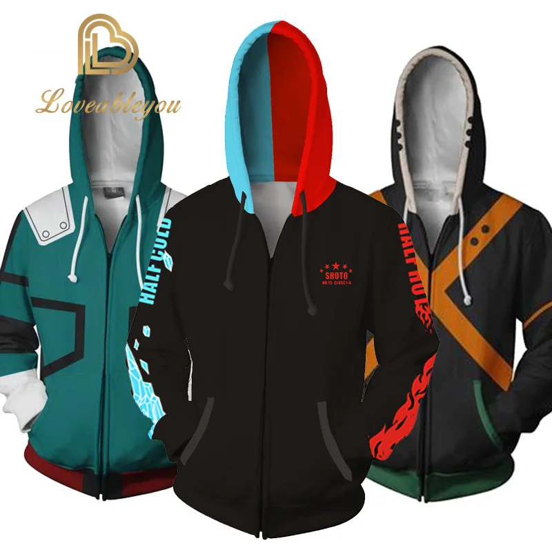 

Anime Boku No My Hero Academia Cosplay Costumes Hoodies Sweatshirts Bakugou Todoroki Shoto Spring Jacket Coat