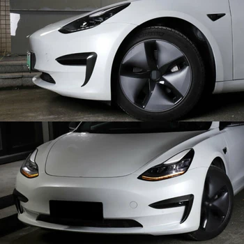

2Pcs Headlight Protective Frames For Tesla Model 3 Carbon Fiber Black Parts Useful