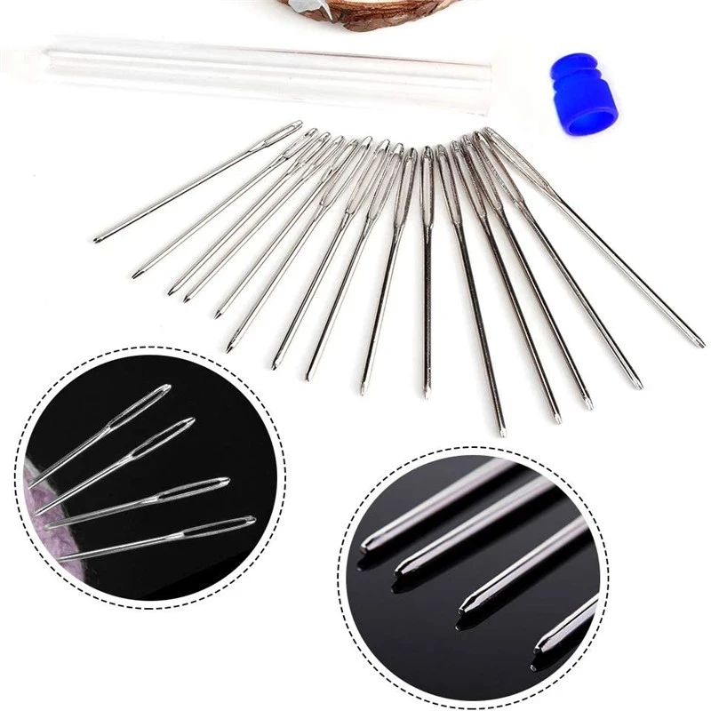 18 PCS Large-Eye Blunt Needles Stainless Steel Yarn Knitting Needles  Leather Sewing Needle Hand Sewing Tools - AliExpress