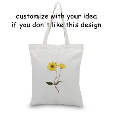 Цветок Сумочка изготовленная на заказ Печать сумка с короткими ручками с логотипом на каждый день Применение канва для DIY экологический многоразовый перерабатываемая сумка для покупок текста