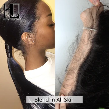 

HJ Lace Frontal 13x4 Ear To Ear Lace Frontal Closure Brazilian Straight Pre Plucked With Baby Hair 100% Human Hair Closure